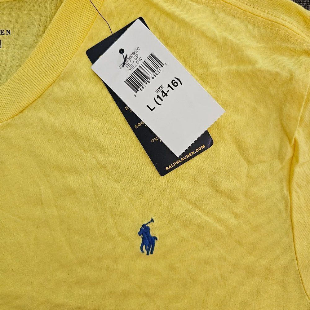 Polo Ralph Lauren Kid's Boys Yellow V-Neck Short Sleeves T-Shirt Size Large - Picture 7 of 10